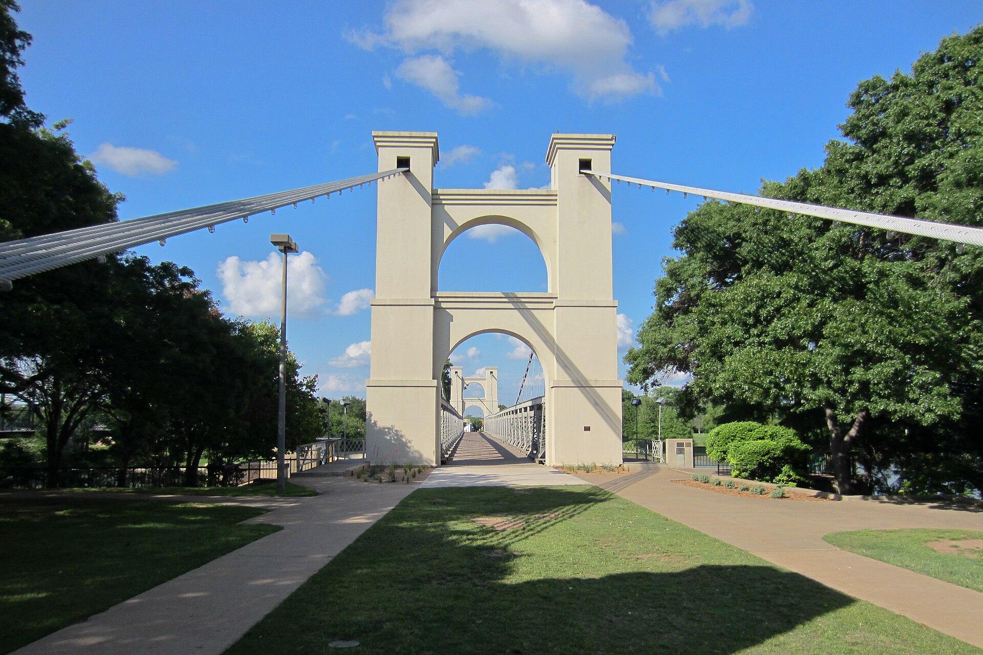 The Waco Suspension Bridge in Waco, Texas.